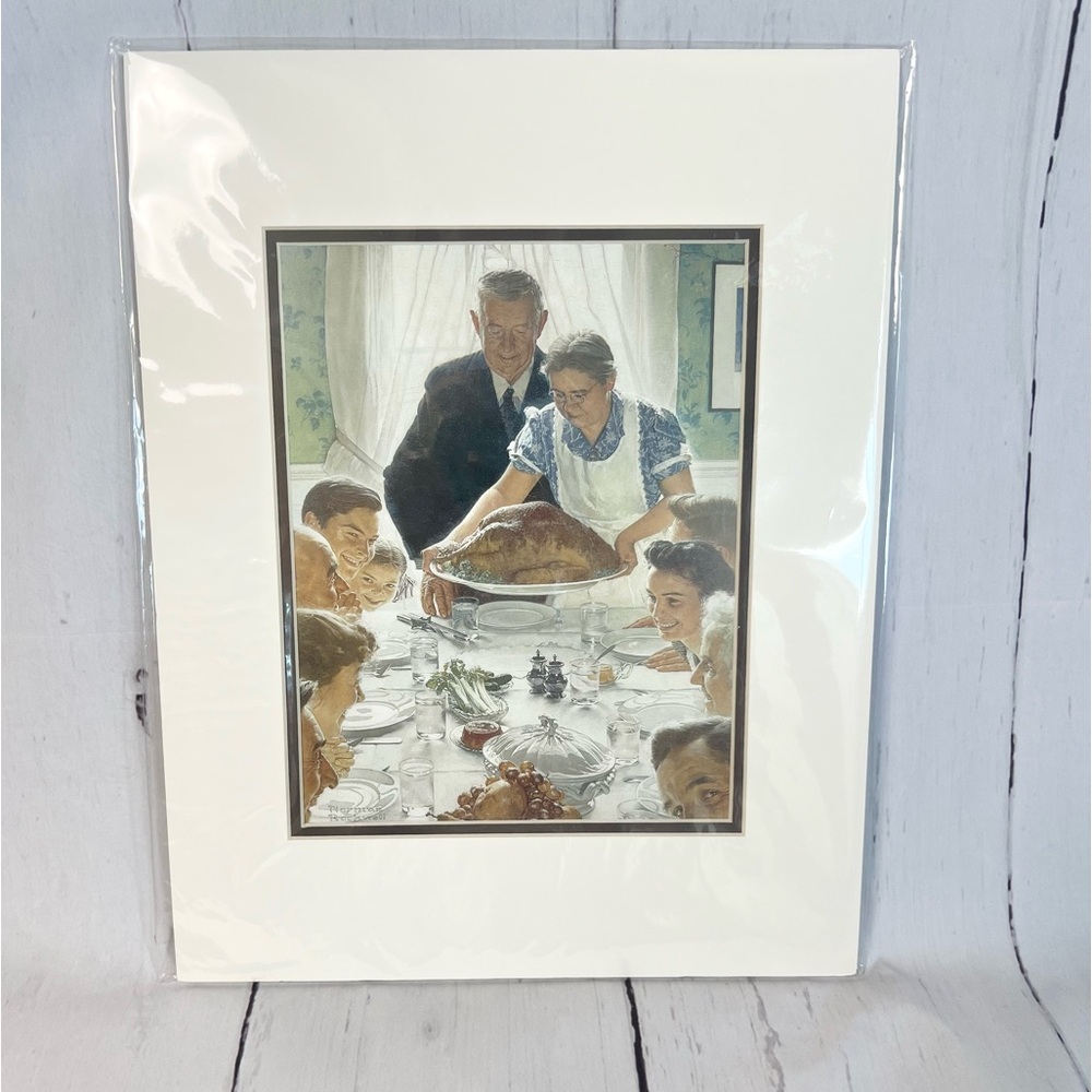 NWT Norman Rockwell Museum "Freedom from Want" Matted Print 11x14 Americana